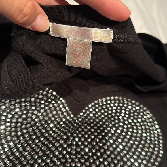 Rosio Valentine T-Shirt Soft V-Neck with 3D Silver Beaded Heart. - Picture 2 of 5